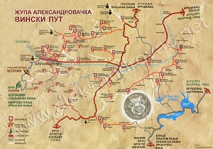 Opština Aleksandrovac Mapa Vinski put Župa Aleksandrovačka